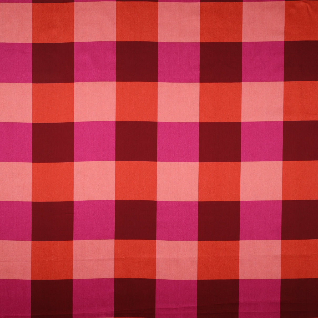 Large Gingham Charming Cerise Collection Cotton Satin